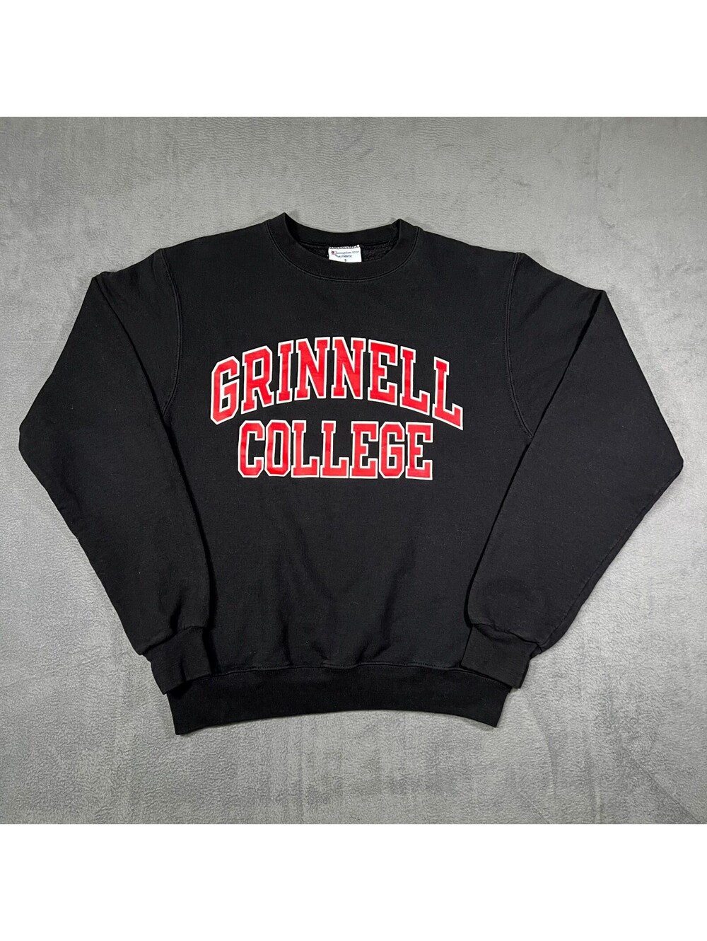 Champion Sweatshirt Black Men Small Pullover Eco Authentic Grinnell College Logo